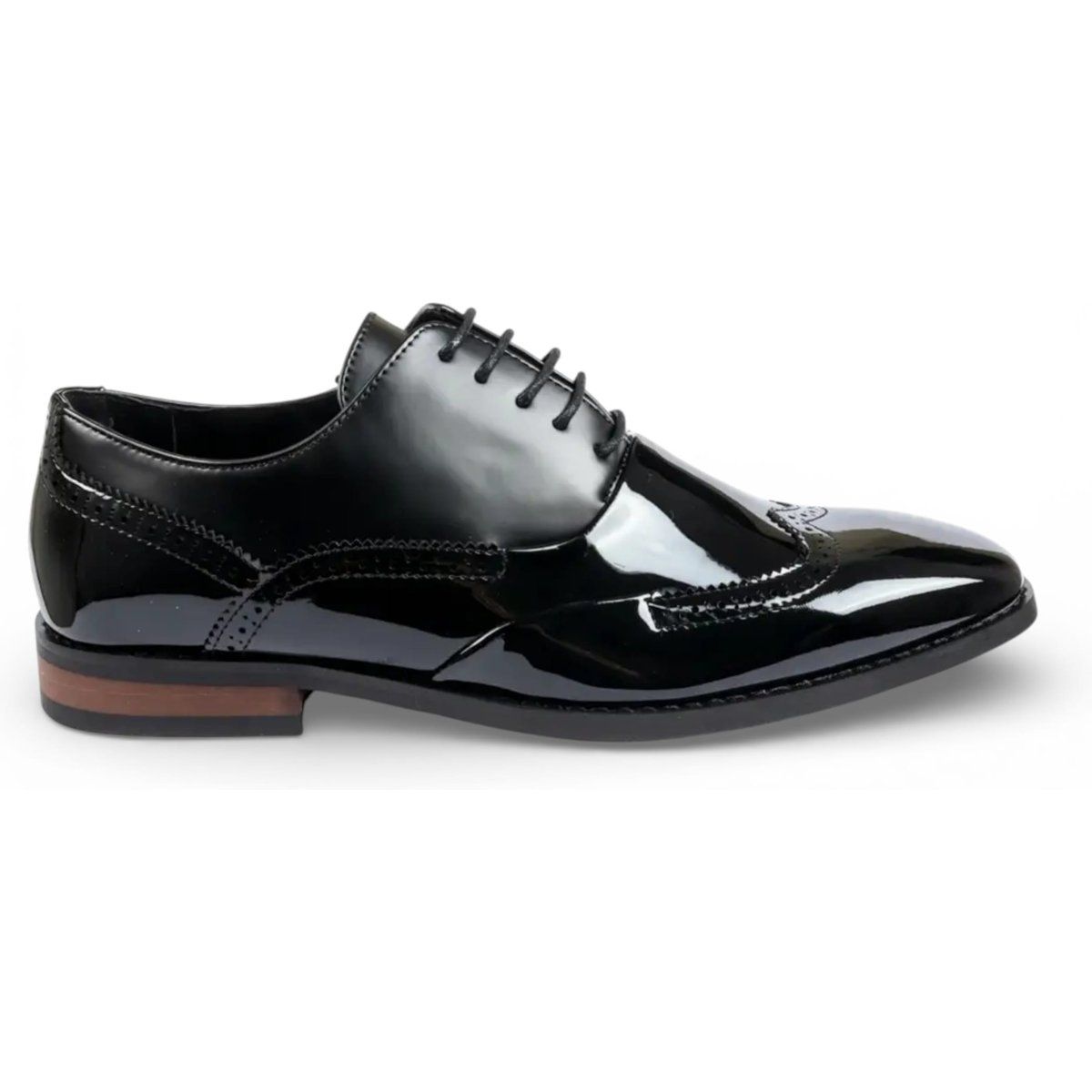 Schwarze Herren Brogue Oxfords aus Lackleder