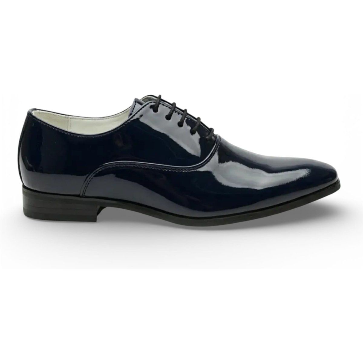 Elegante marineblaue Oxford-Schuhe aus Lackleder