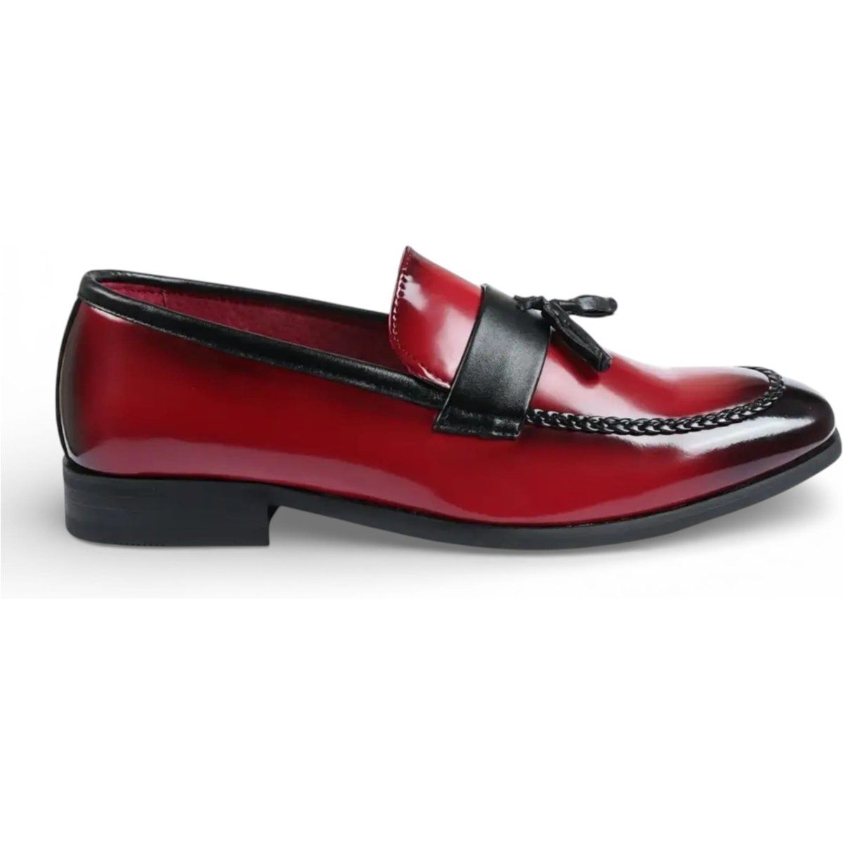 Herren-Loafer aus rotem Lackleder mit Quasten