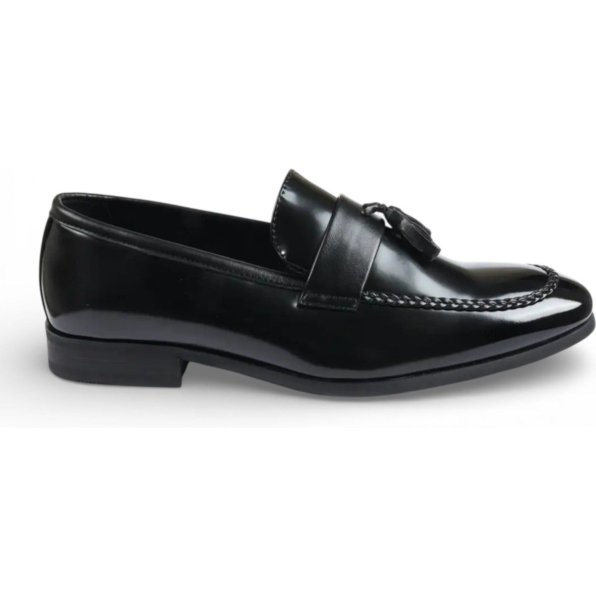 Schwarzer Herren-Slipper mit glänzenden Quasten