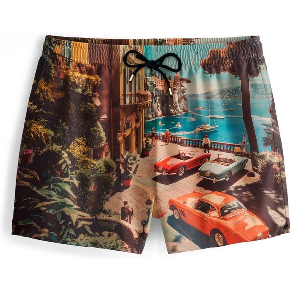 Badeshorts mit mediterranem Vintage-Print