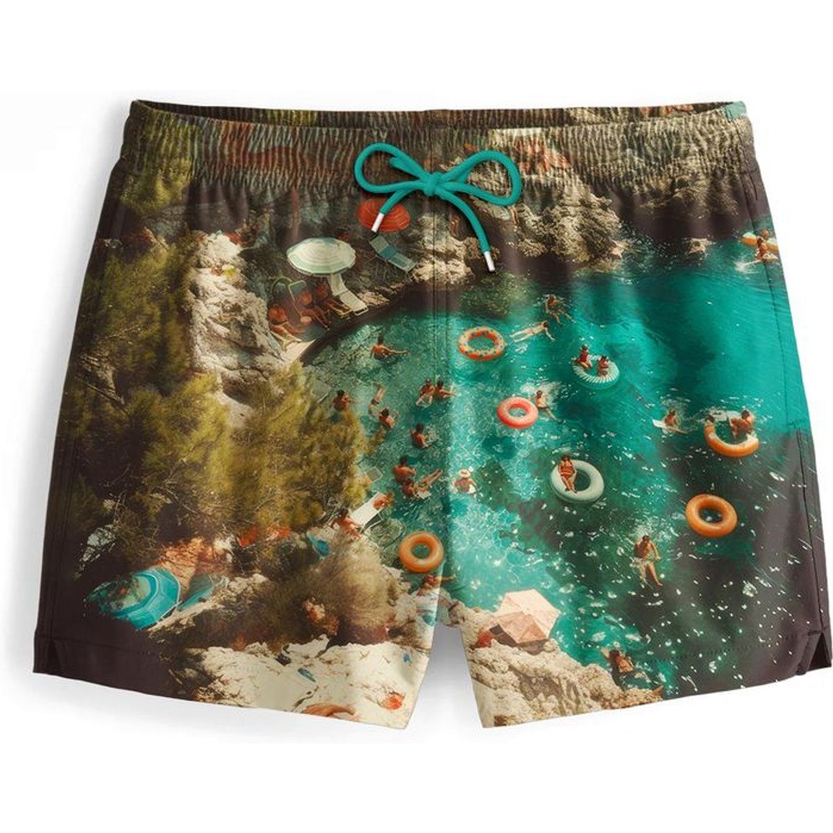 Badeshorts mit Vintage-Strand-Fotodruck
