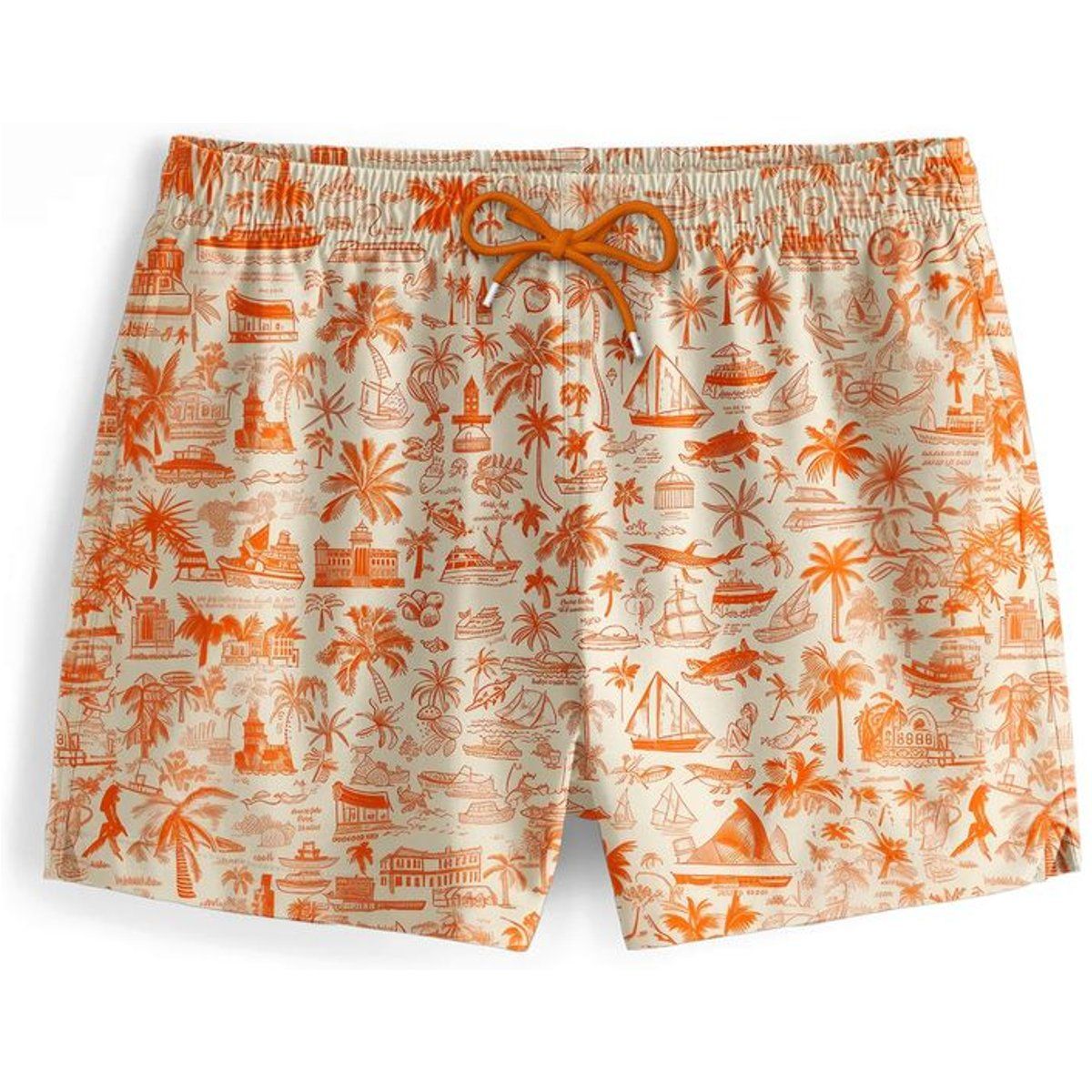 "Palm Tree Orange" Badeshorts
