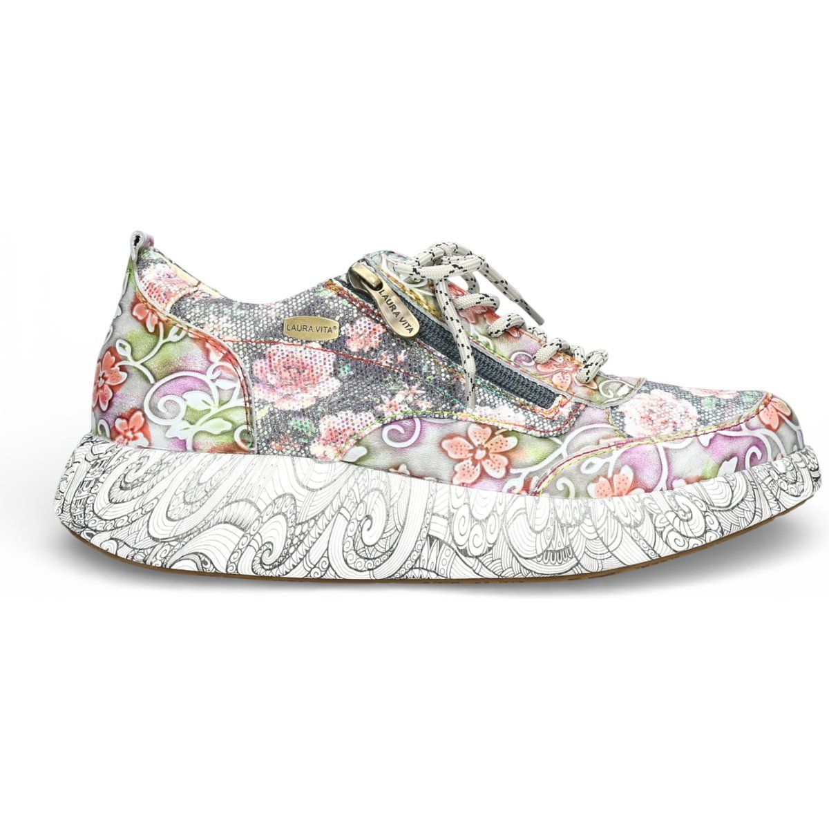 Leder Komfort Sneaker mit Blumendruck