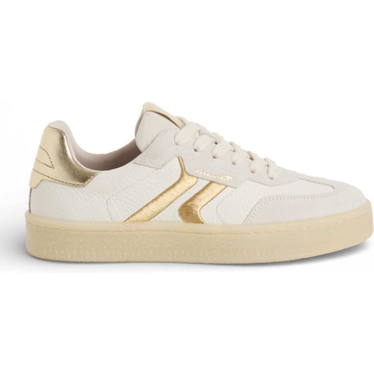 Ledersneaker mit Metallic-Streifen