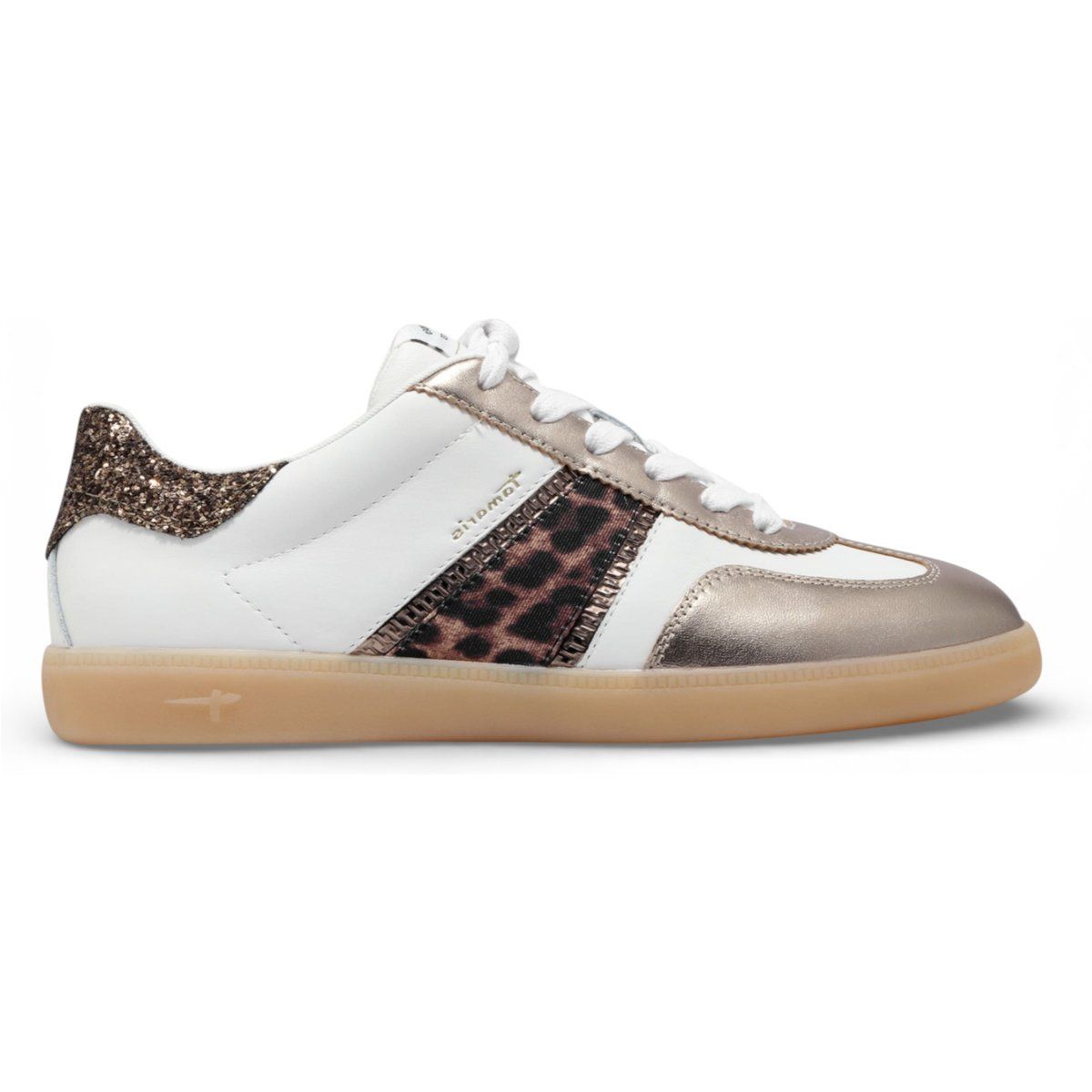 Damen-Sneaker aus Leder mit Leopardenakzent
