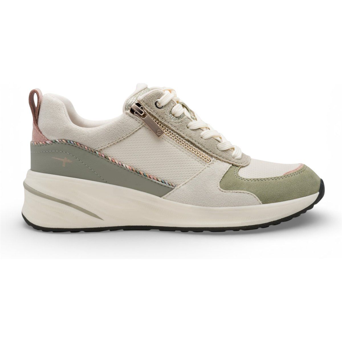 Plateau-Sneaker mit Reißverschluss und Schnürsenkeln
