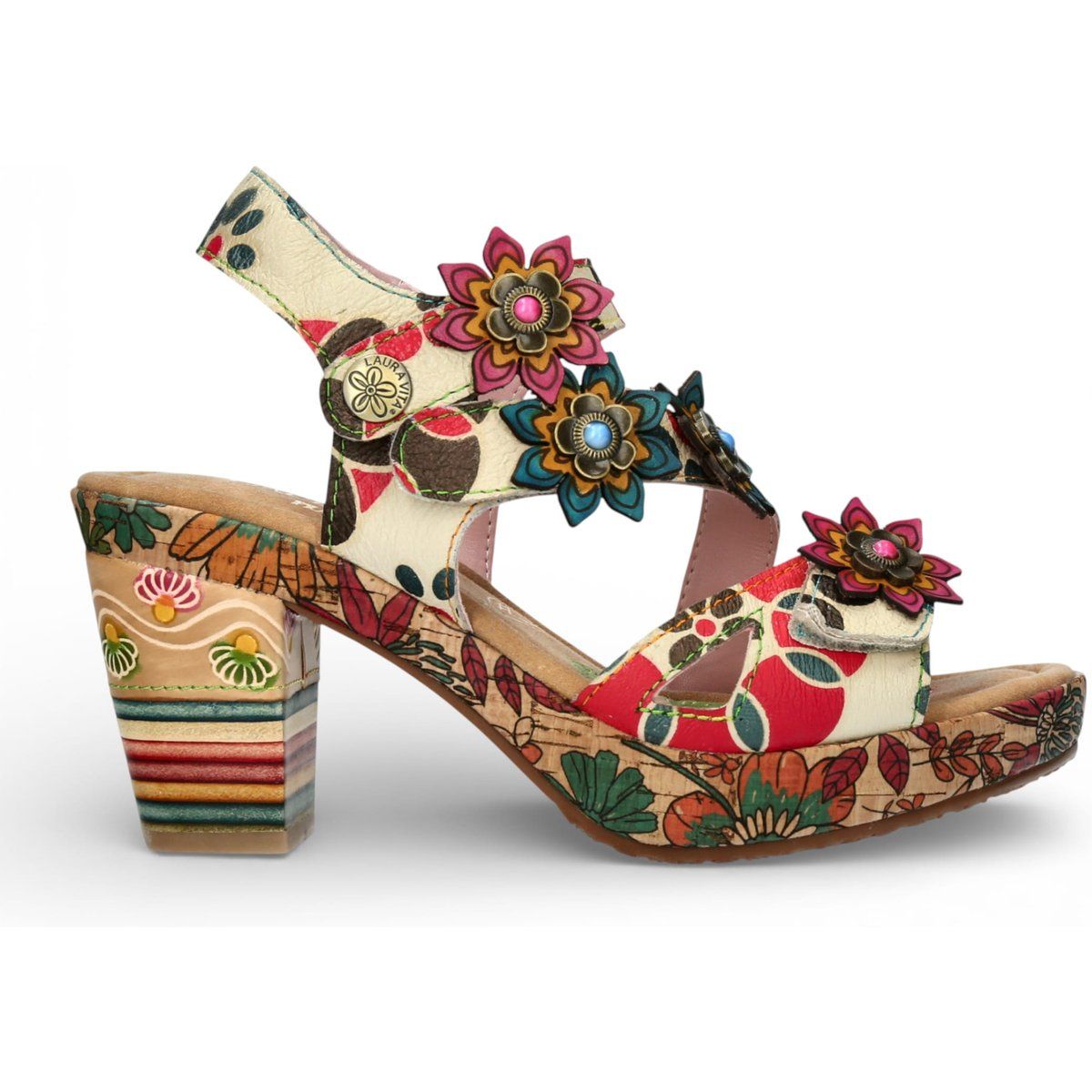 Florale Espadrille-Sandalen mit Absatz