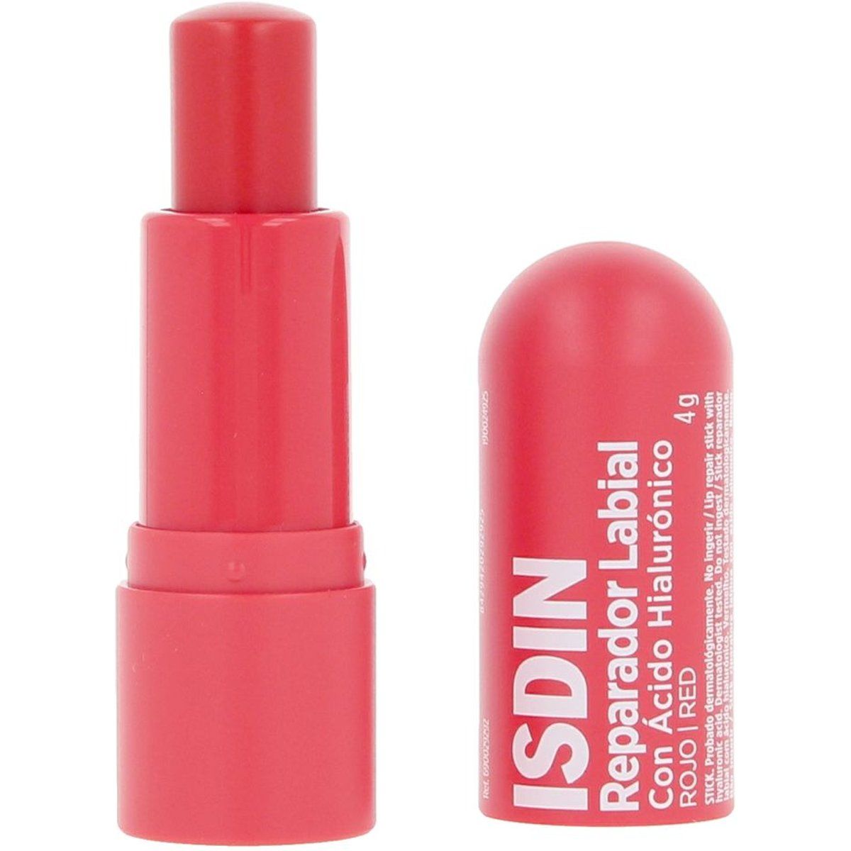 Rote Lippenpflege mit Hyaluronsäure