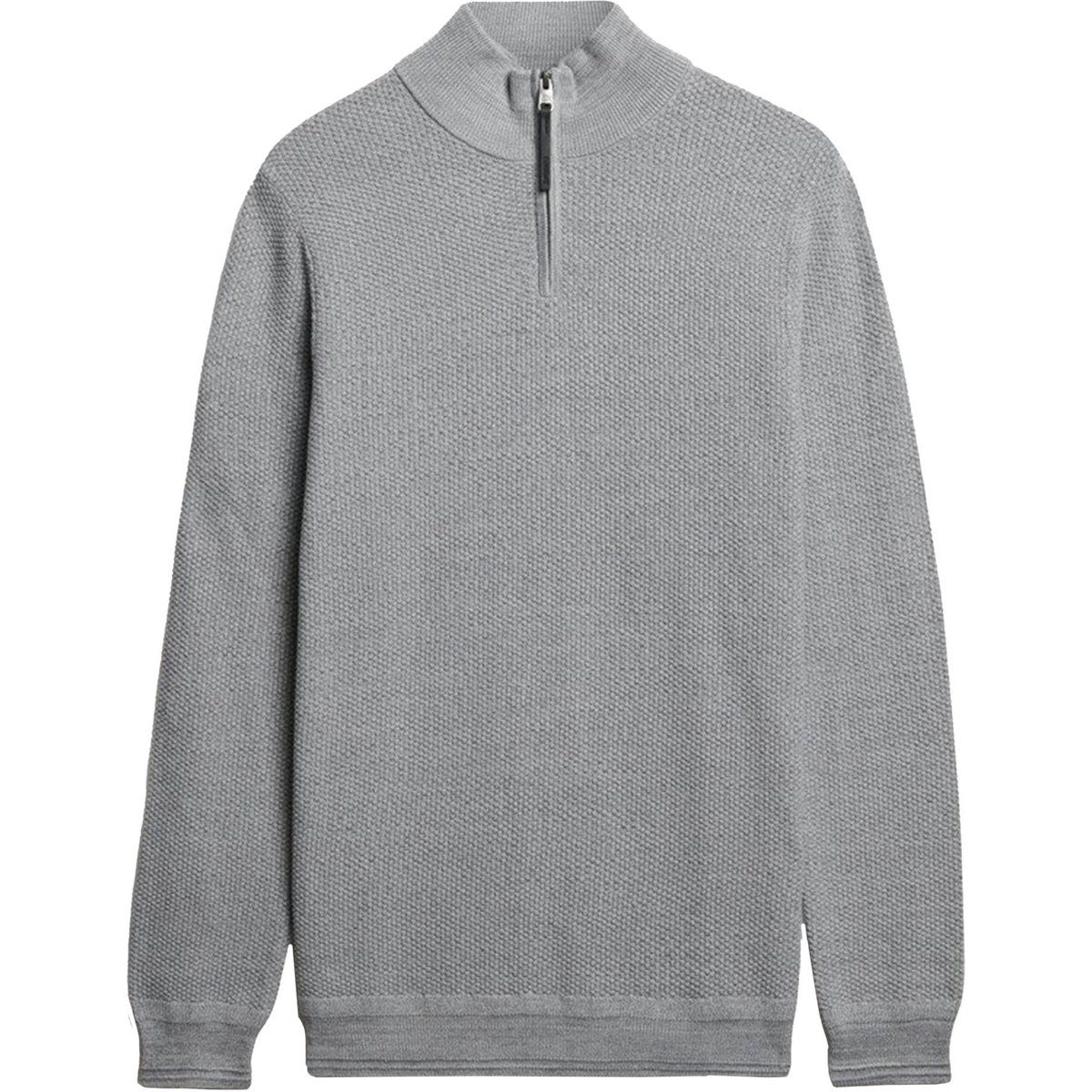 Strukturierter Strickpullover mit halbem Reißverschluss