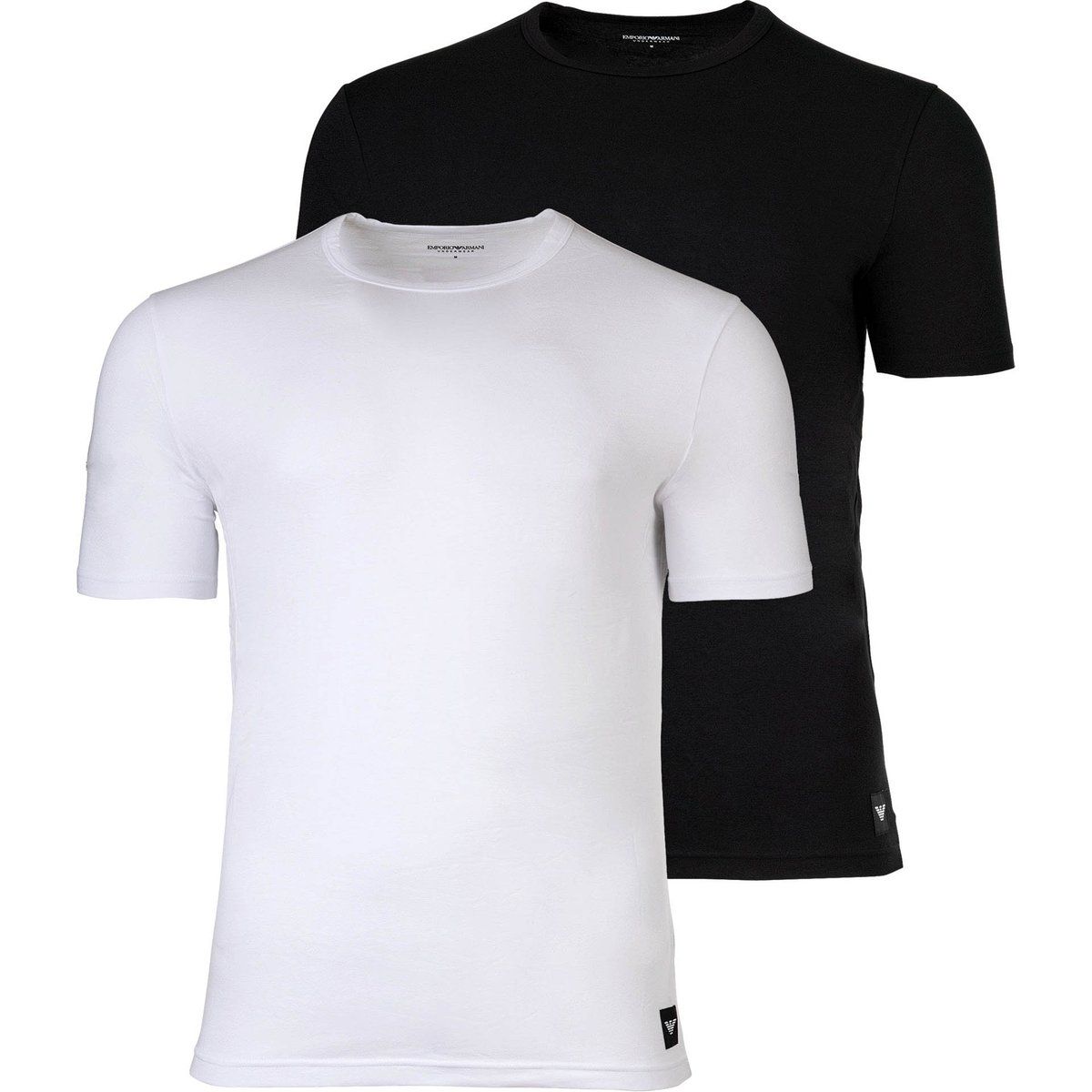 Essential einfarbiges Baumwoll-T-Shirt-Set mit Rundhalsausschnitt