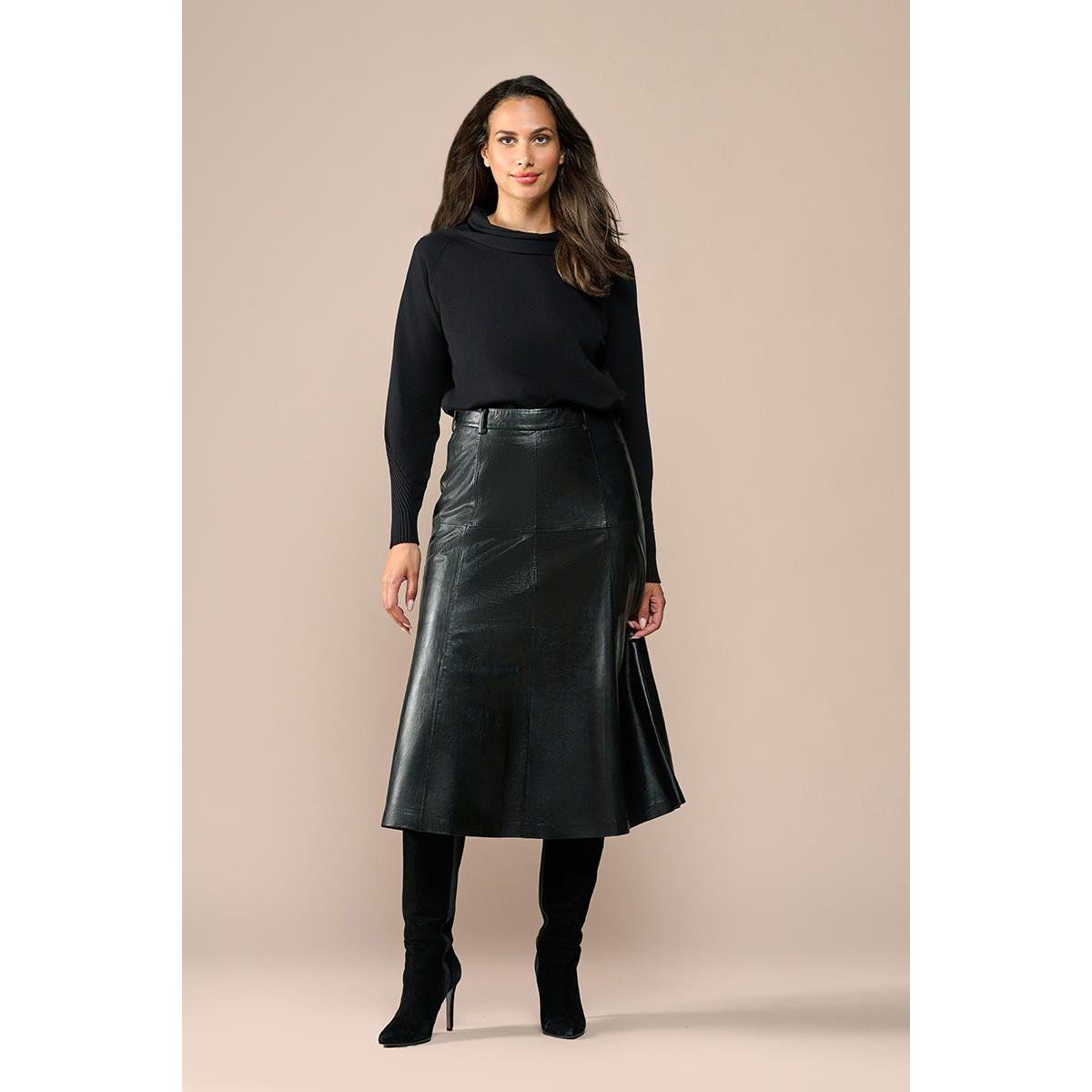 Eleganter A-Linien-Midi-Lederrock