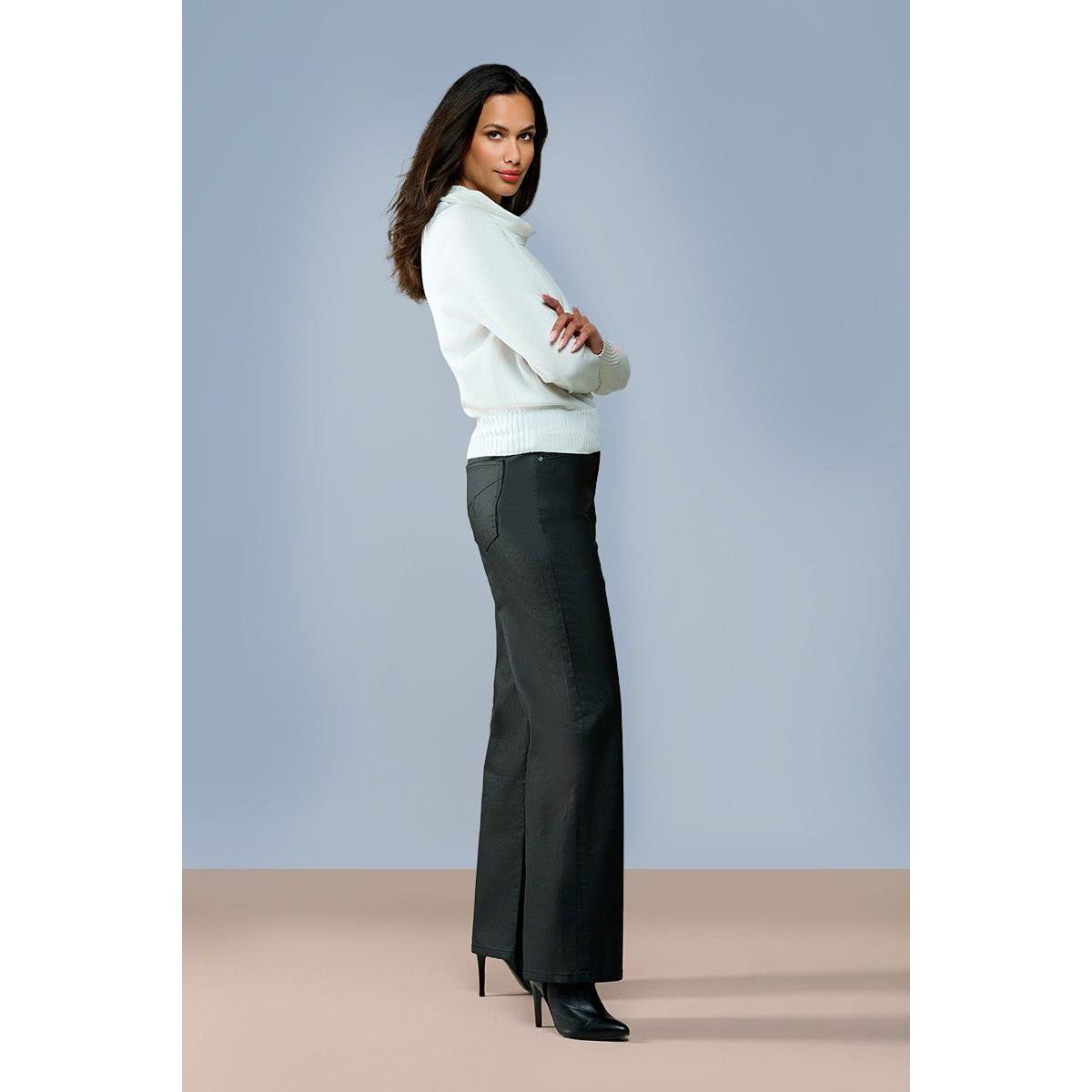 Beschichtete Weitbeinhose mit hohem Bund