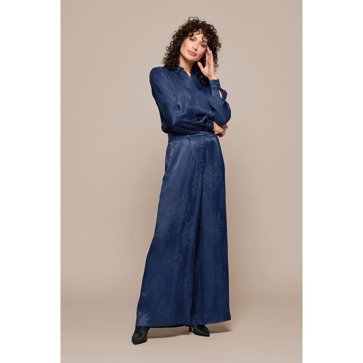 Elegante, weite Jacquardhose mit Blumenmuster