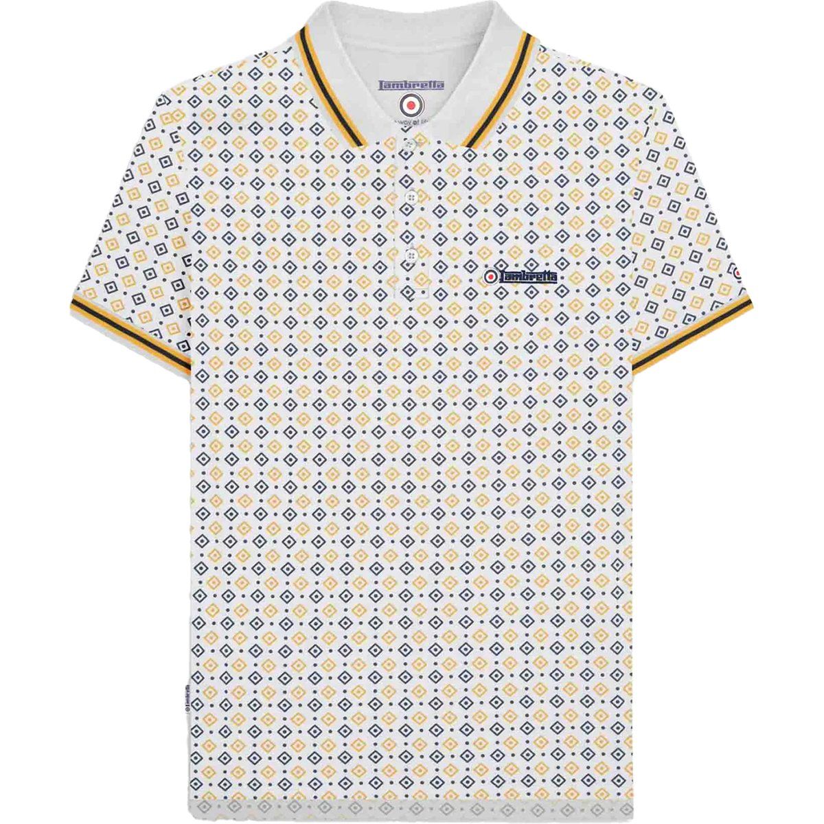 Lambretta - Poloshirt für Herren (Weiß/Marine/Rauchblau)