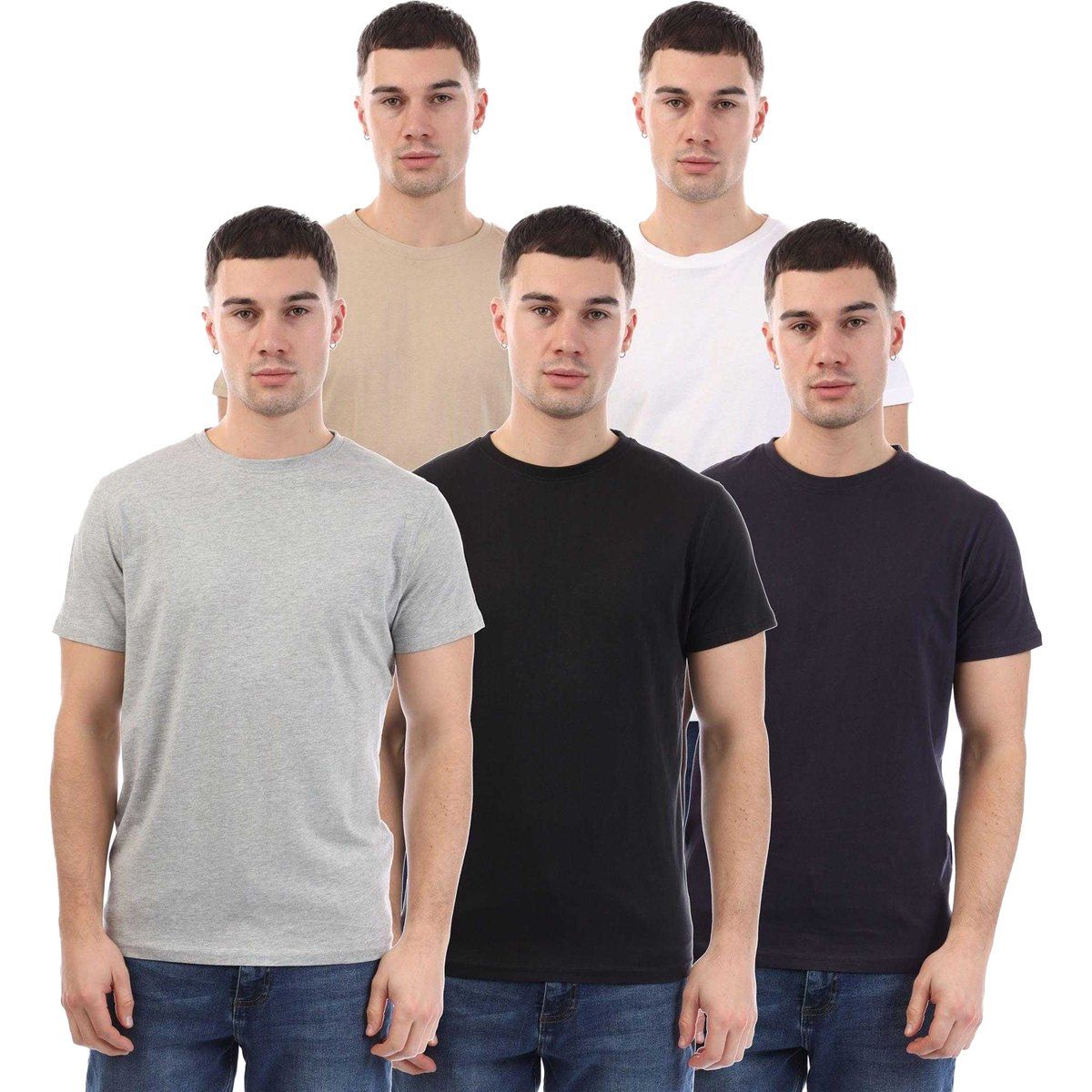 Herren Einfarbiges Baumwoll T-Shirt Paket
