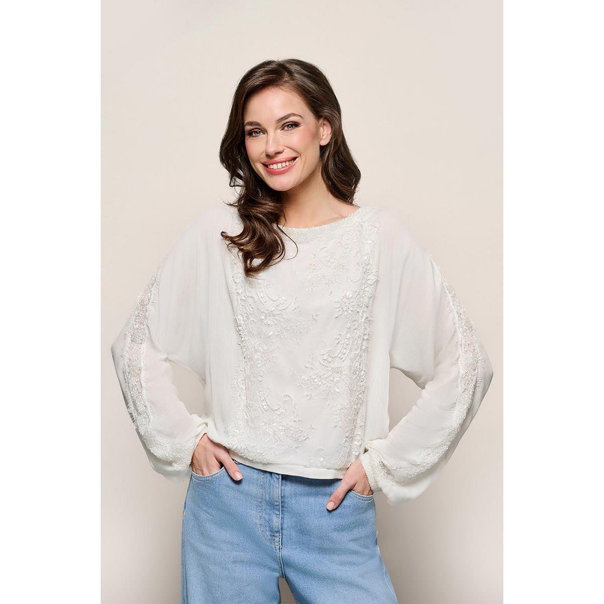 Langärmlige Bluse mit Stickerei