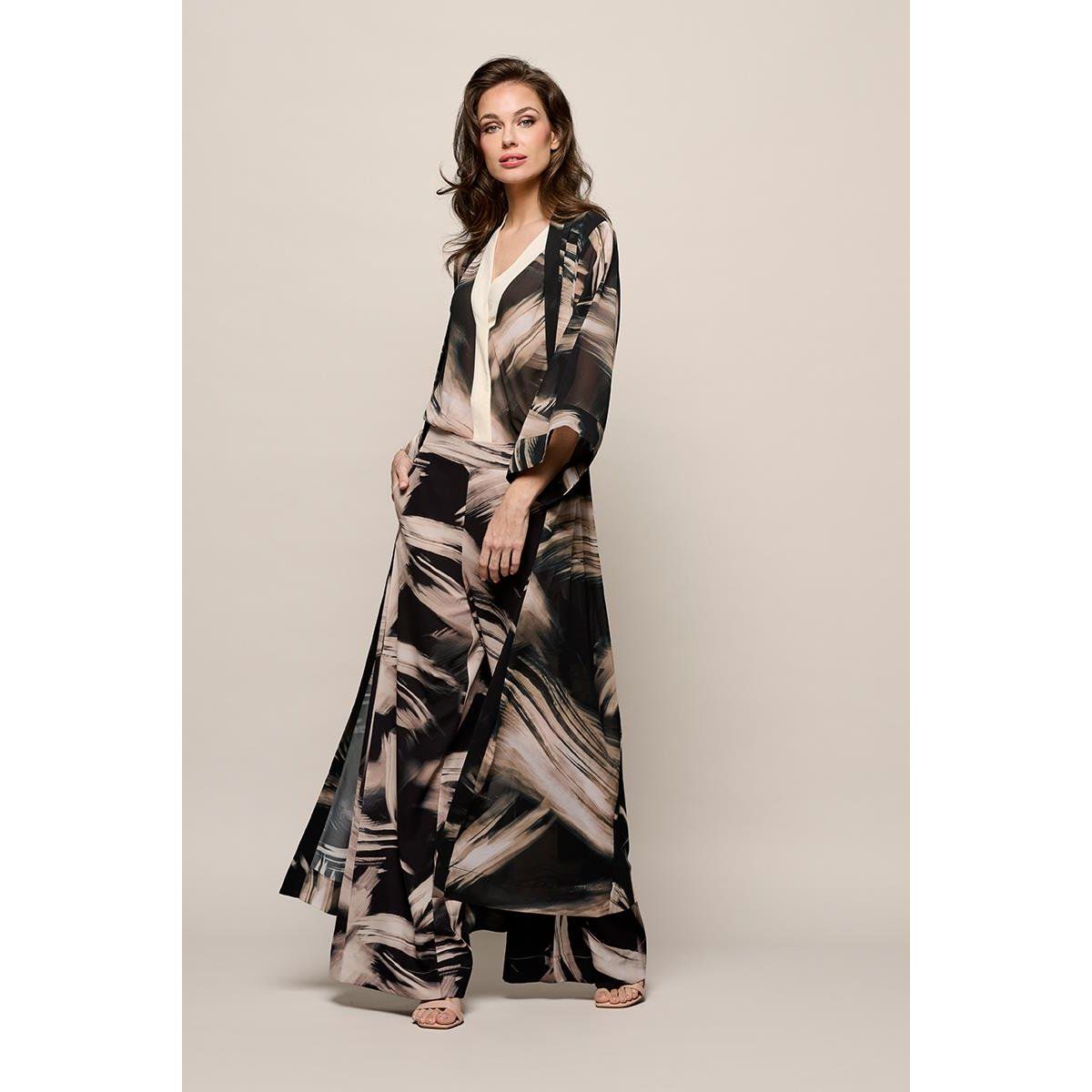 Langliniger Kaftan Duster mit abstraktem Print