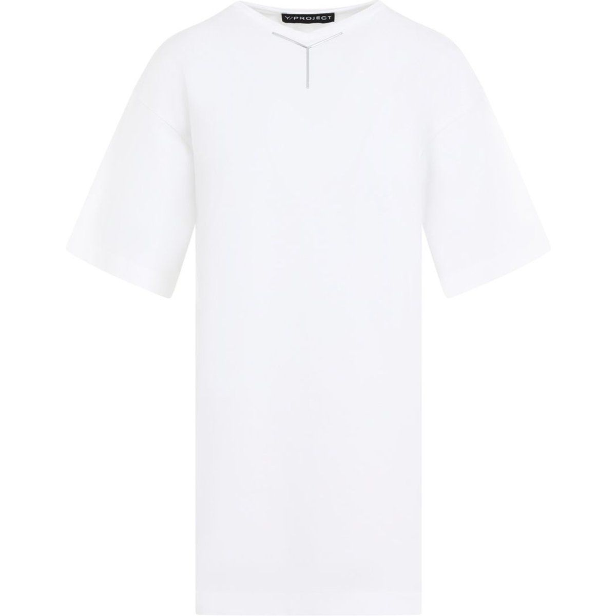 Weißes T-Shirt mit asymmetrischem Ausschnitt