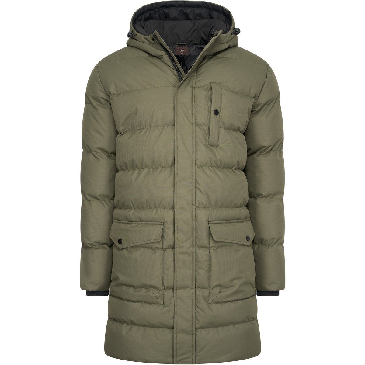 Lange Pufferjacke mit Kapuze