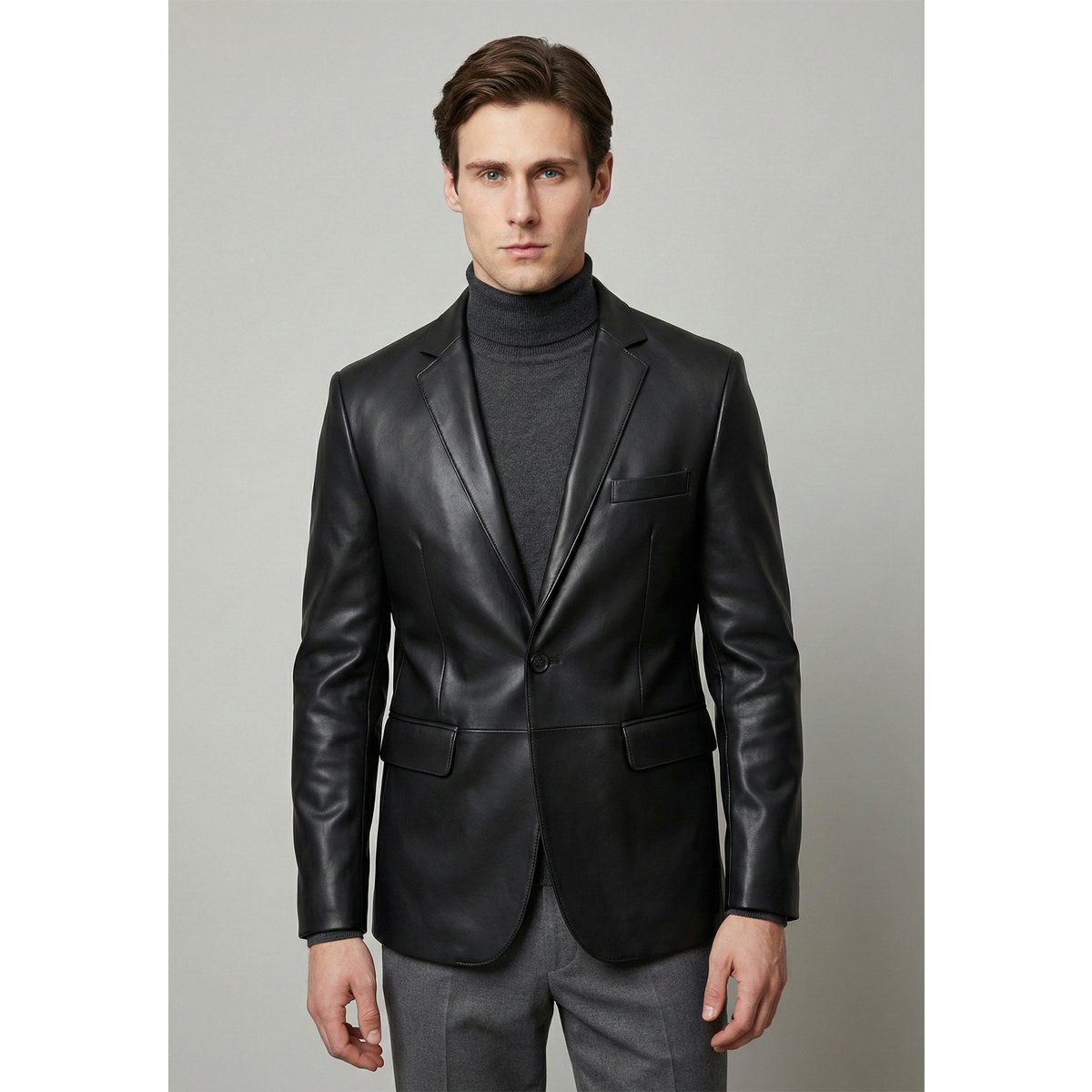 Herren Klassische Lederblazer Jacke
