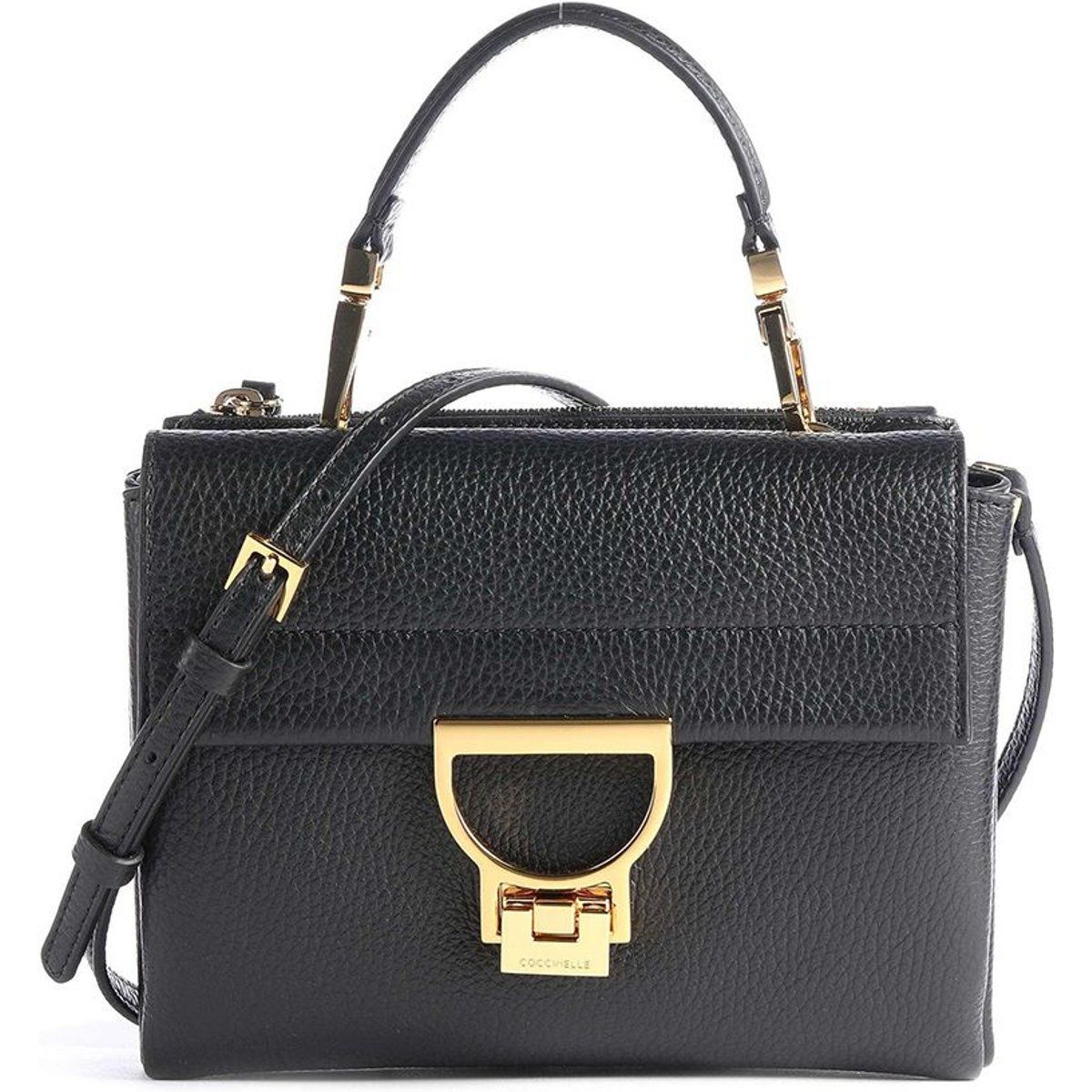 Strukturierte Lederhandtasche mit Griff