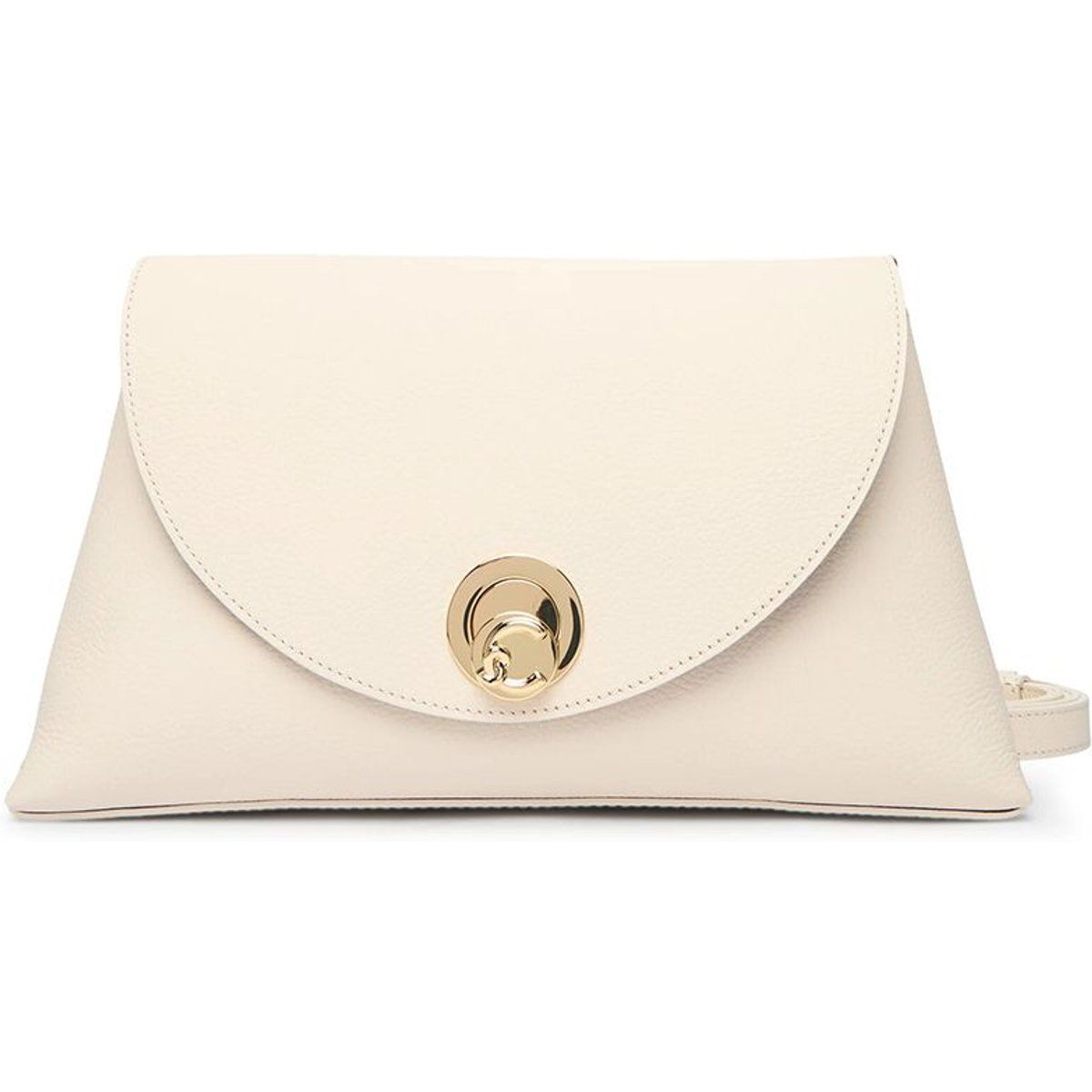 Strukturierte Leder-Clutch mit Drehverschluss
