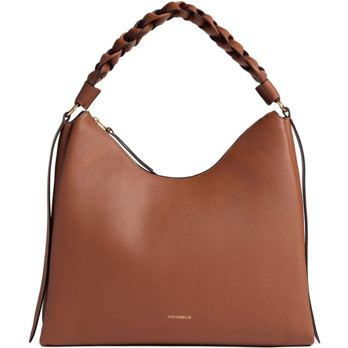 Hobo-Tasche aus Leder mit geflochtenem Griff