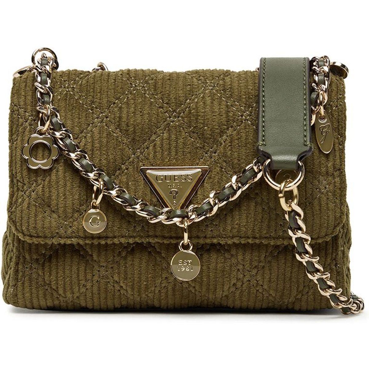 Mini Schultertasche aus gestepptem Cord