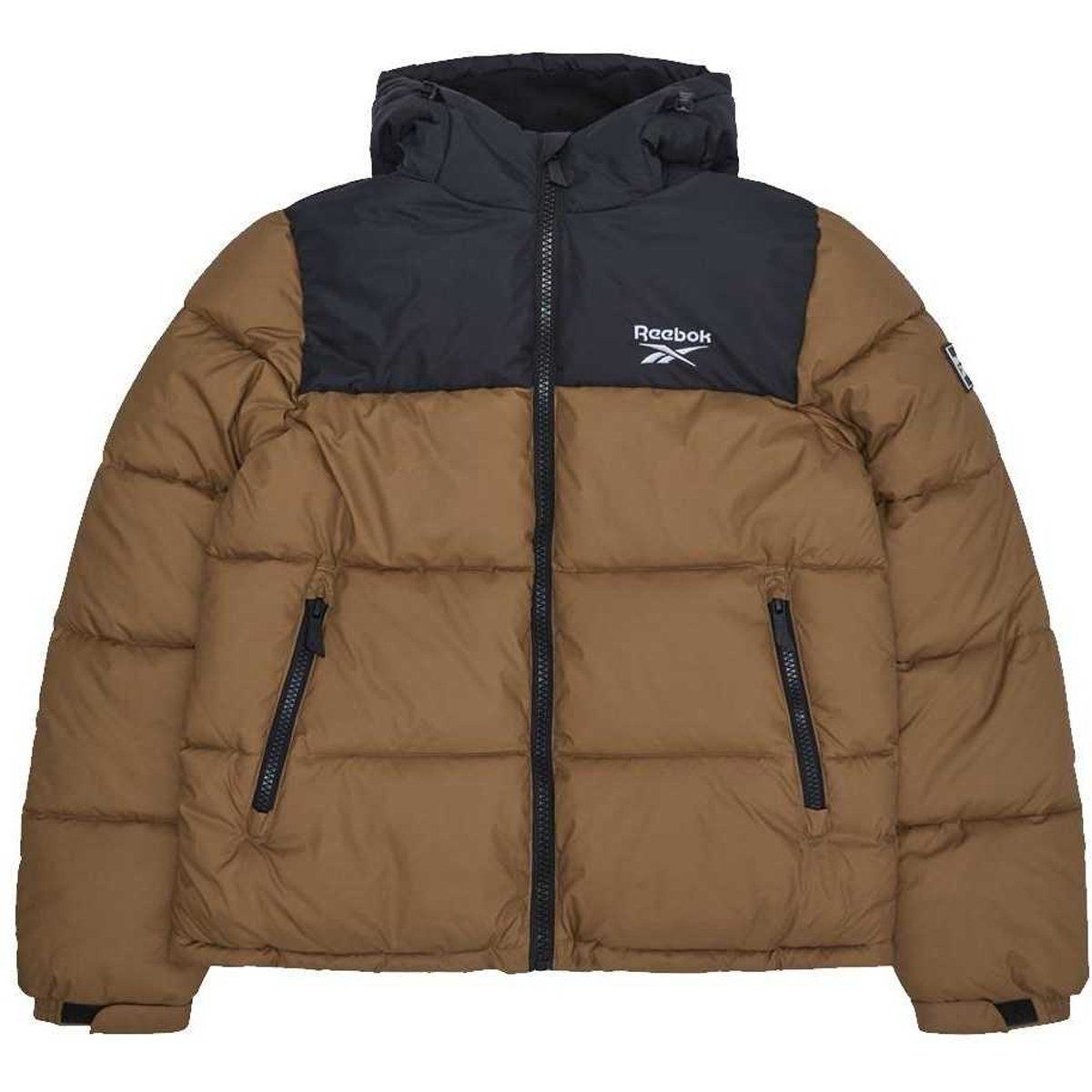 Zweifarbige Steppjacke mit Kapuze