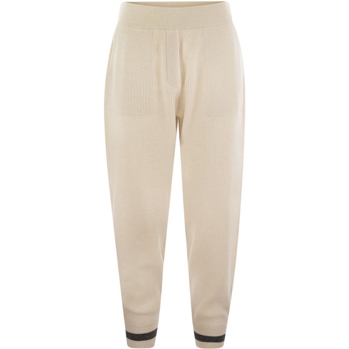 Gerippte Kaschmir-Loungewear-Hose
