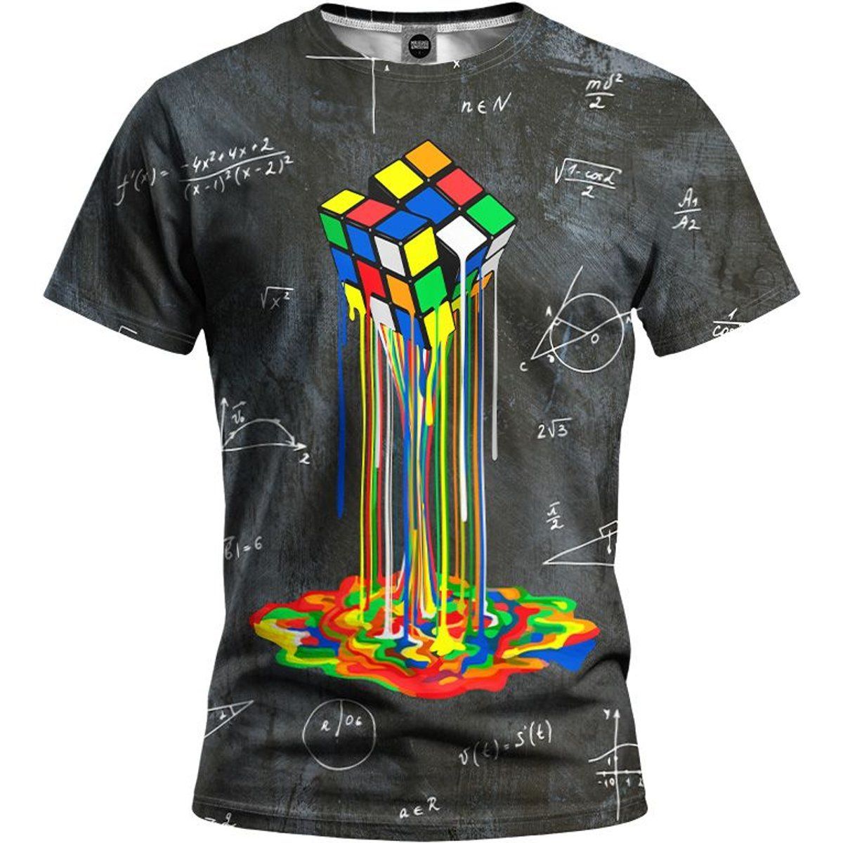 Grafik-T-Shirt mit schmelzendem Zauberwürfel