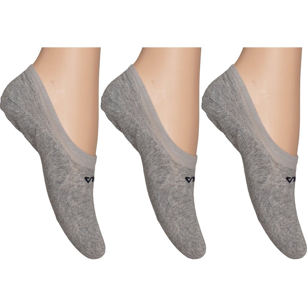 Graue, niedrige Sneaker-Socken im Dreierpack