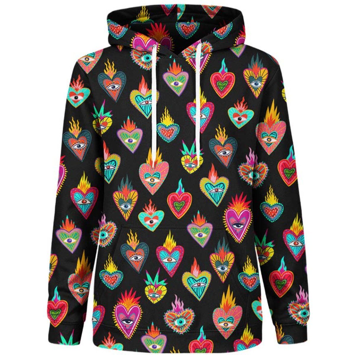 Hoodie mit lebhaftem Sacred-Heart-Print