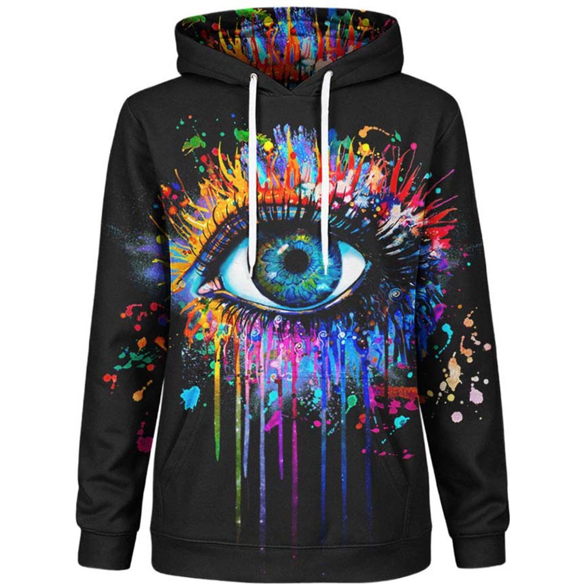 Hoodie mit künstlerischem Augen-Print