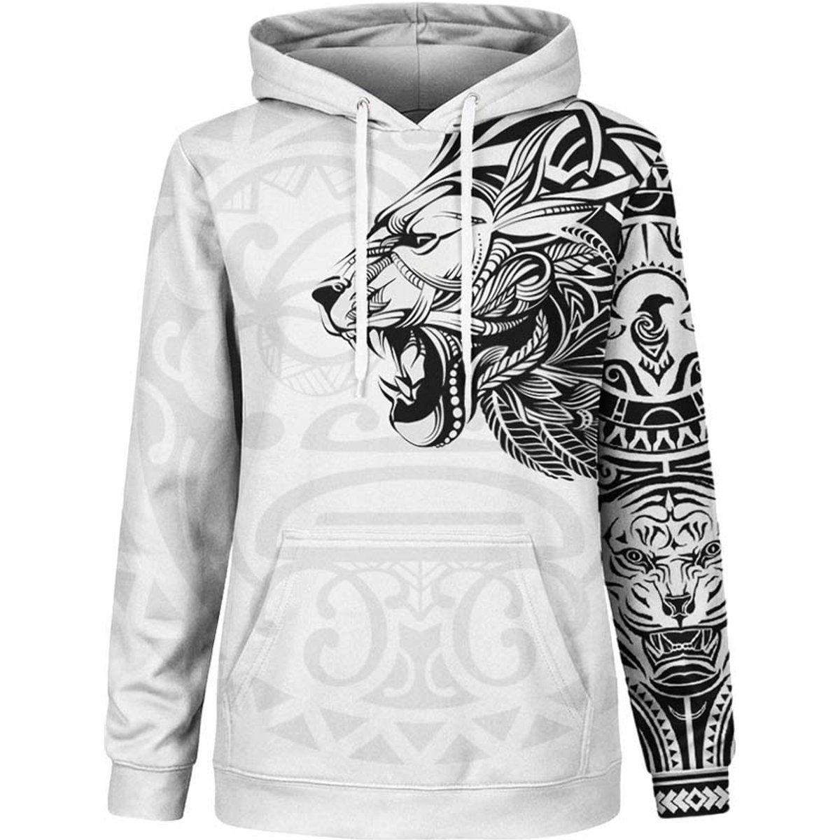 Hoodie mit polynesischem Löwen-Print