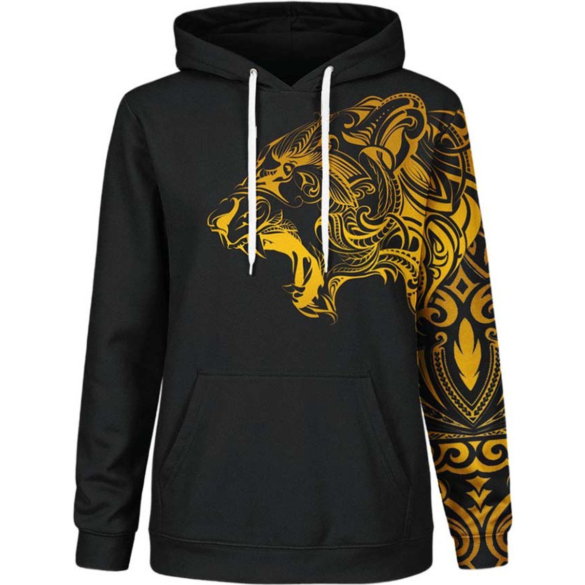 Kapuzenpullover mit polynesischem Tiger-Print