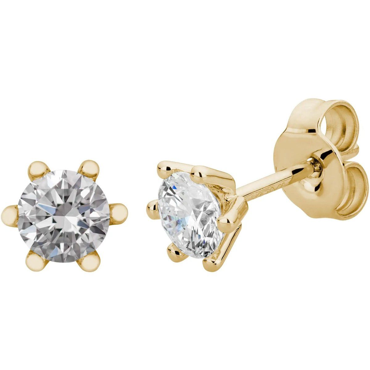 Klassische Sechser-Stotzen Diamant-Ohrstecker