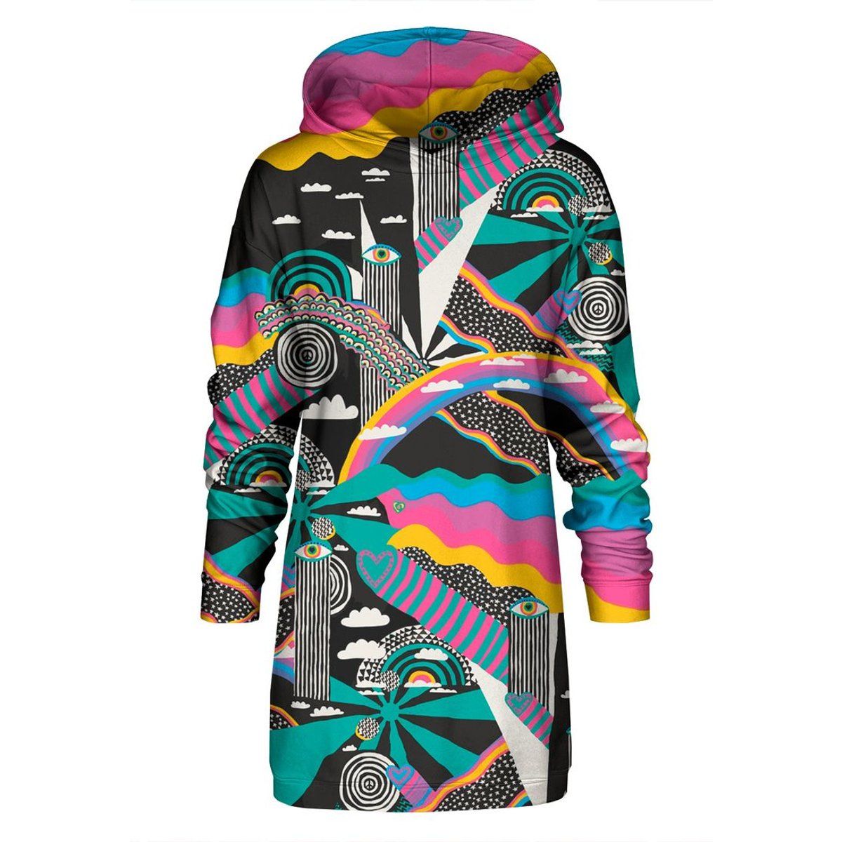 "Rainbow Landscape" Oversize Hoodie-Kleid
