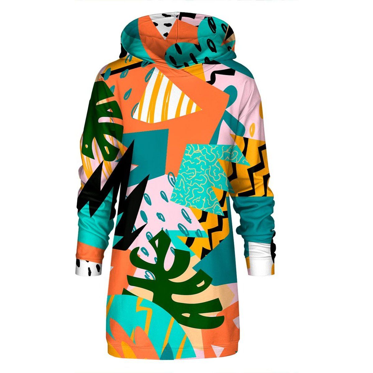 "Tropical Abstract" Oversize Hoodie-Kleid
