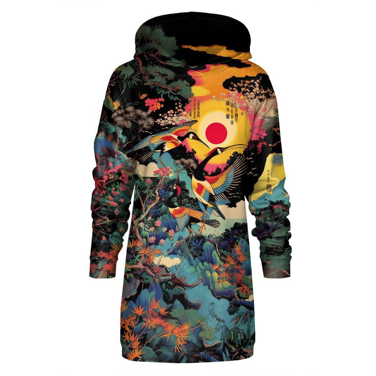 "Japanese Heron" Oversize Hoodie-Kleid
