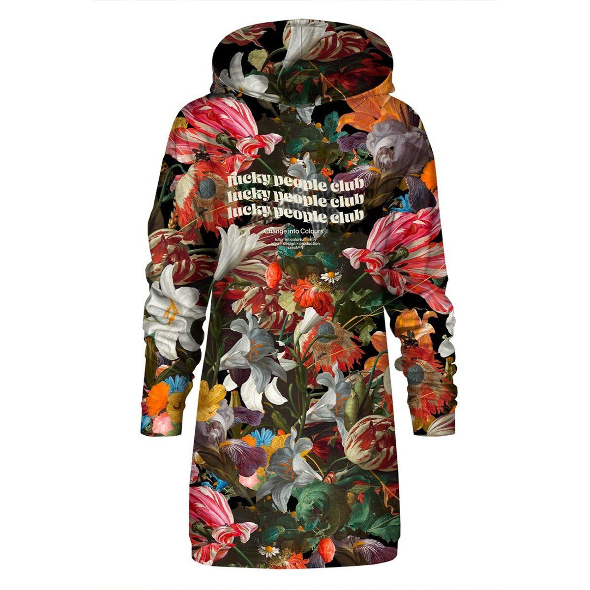 "Lucky People Club" Oversize Hoodie-Kleid