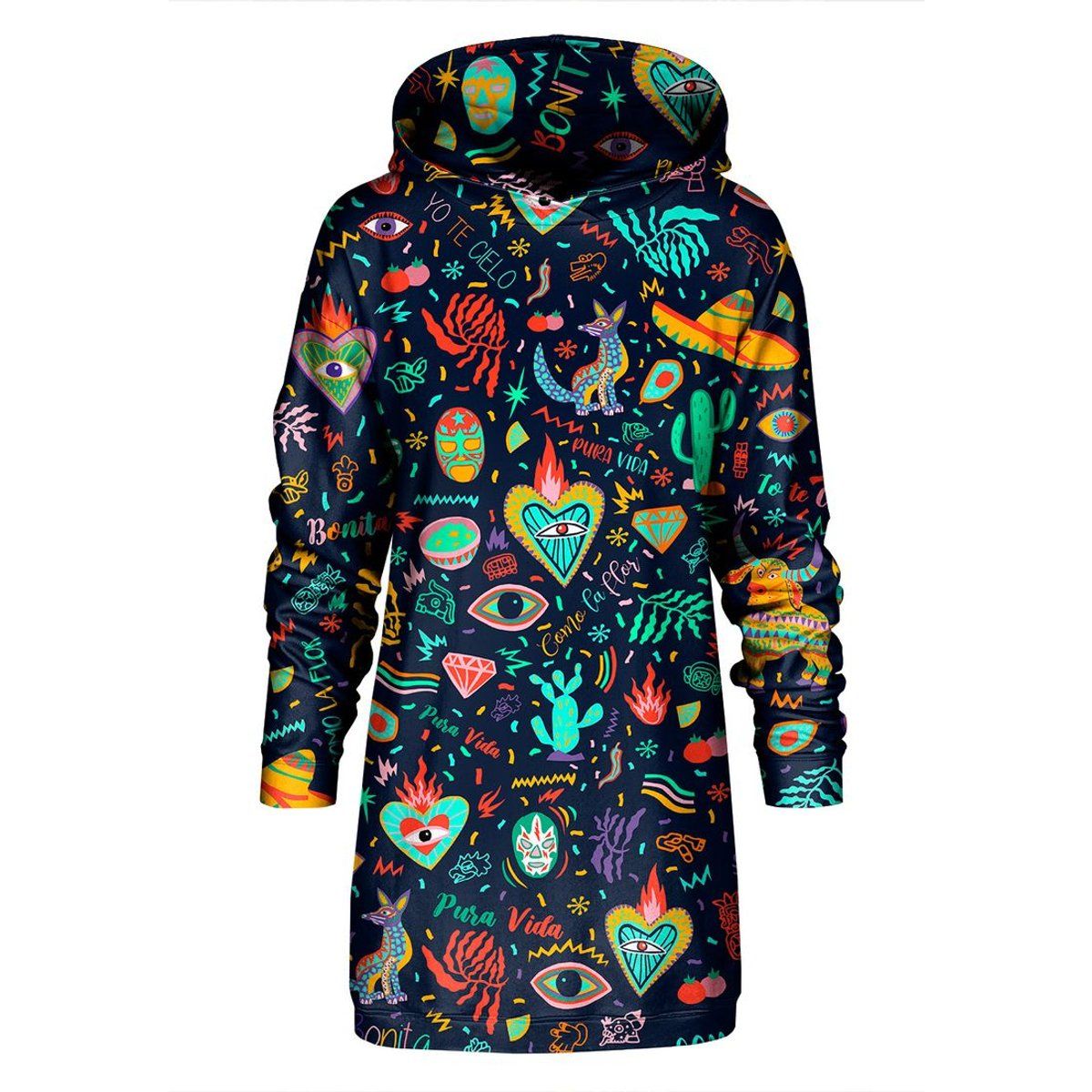 "Colorful Mexico" Oversize Hoodie-Kleid