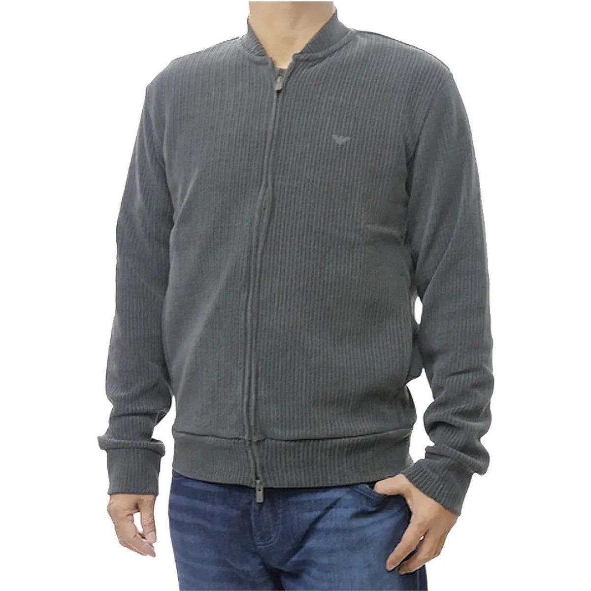 Herren Strickjacke mit Reißverschluss und Rippenmuster
