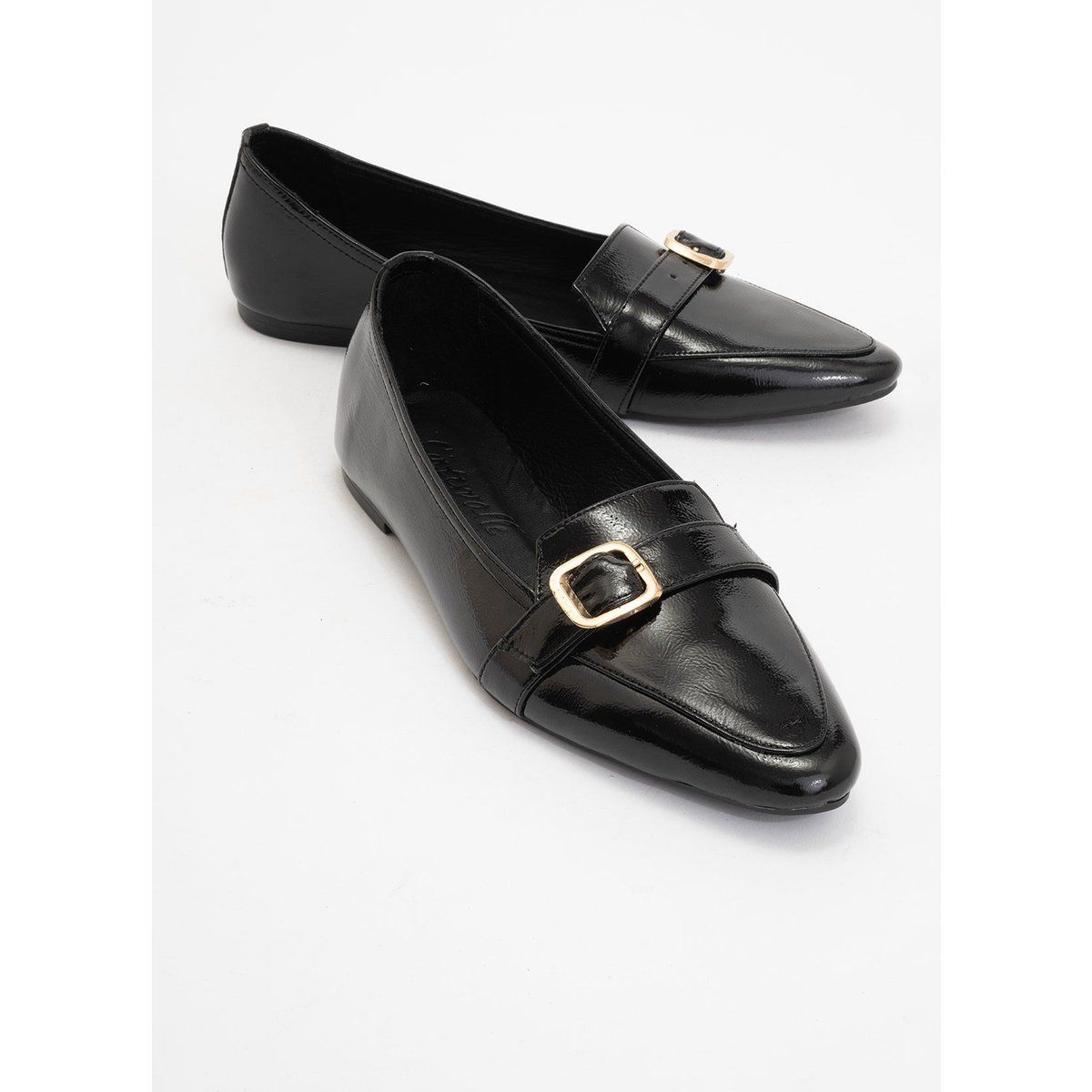 Zarina Spitze Zehenpartie Leder Flache Schuhe Damen