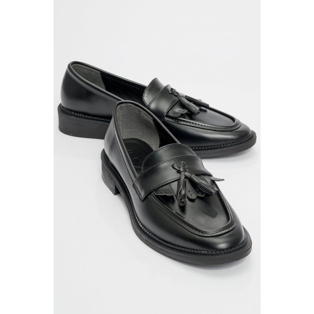 Polierte Tassel-Loafer mit Fransenlasche
