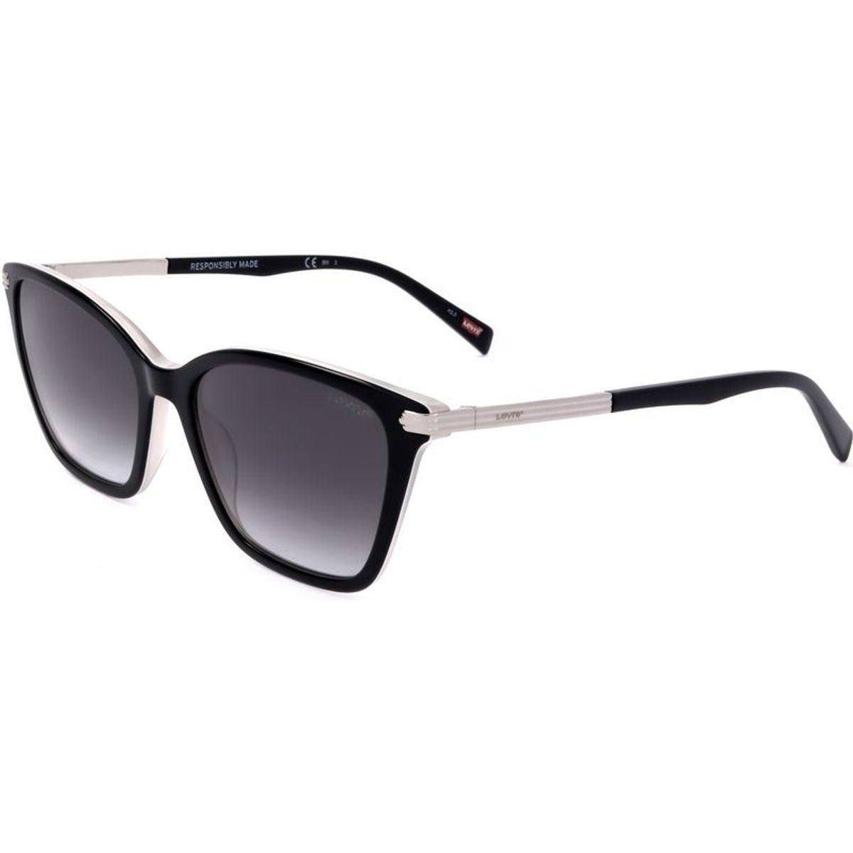 Eckige Cat-Eye-Sonnenbrille mit silberfarbenen Bügeln