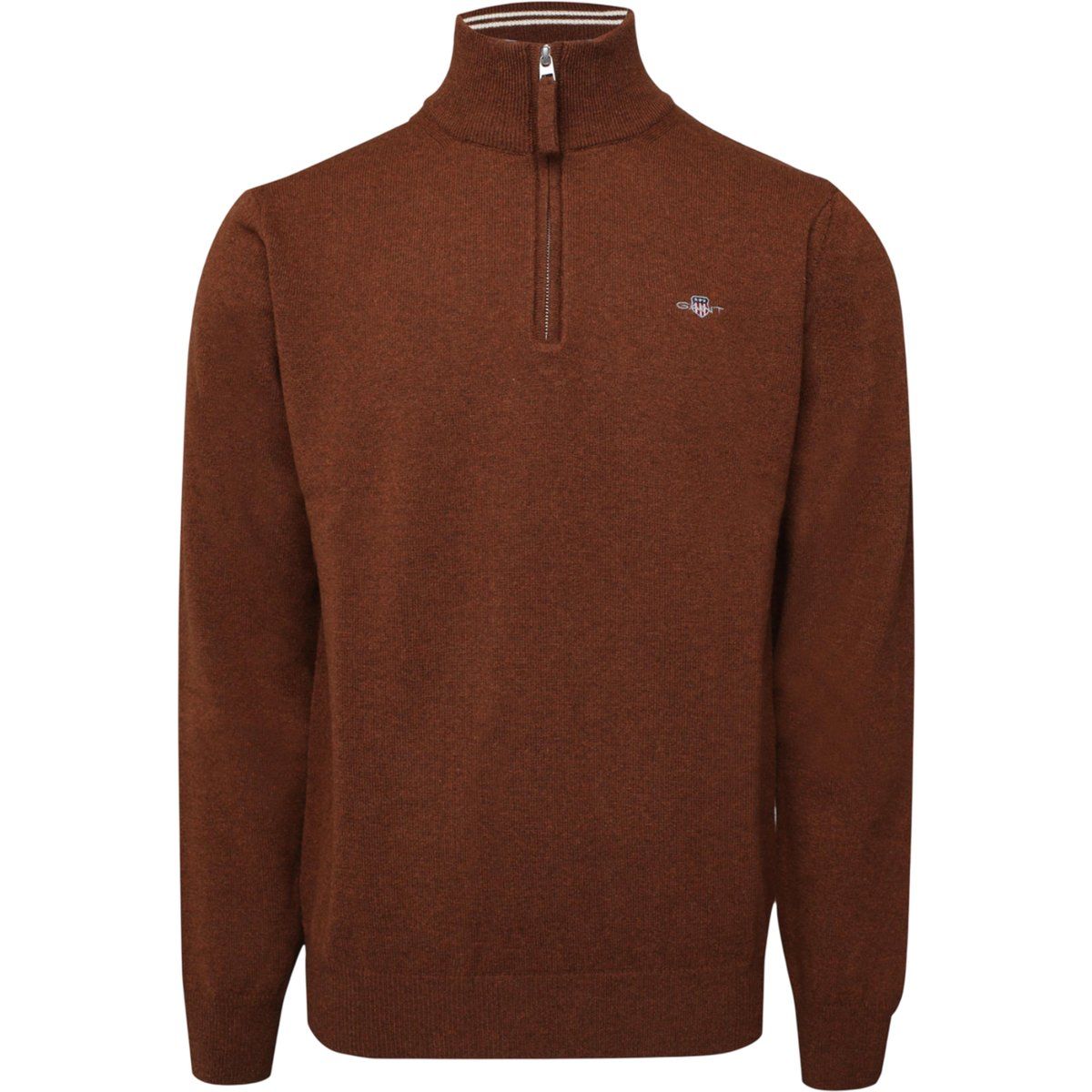 Wollpullover mit halbem Reißverschluss und Stehkragen