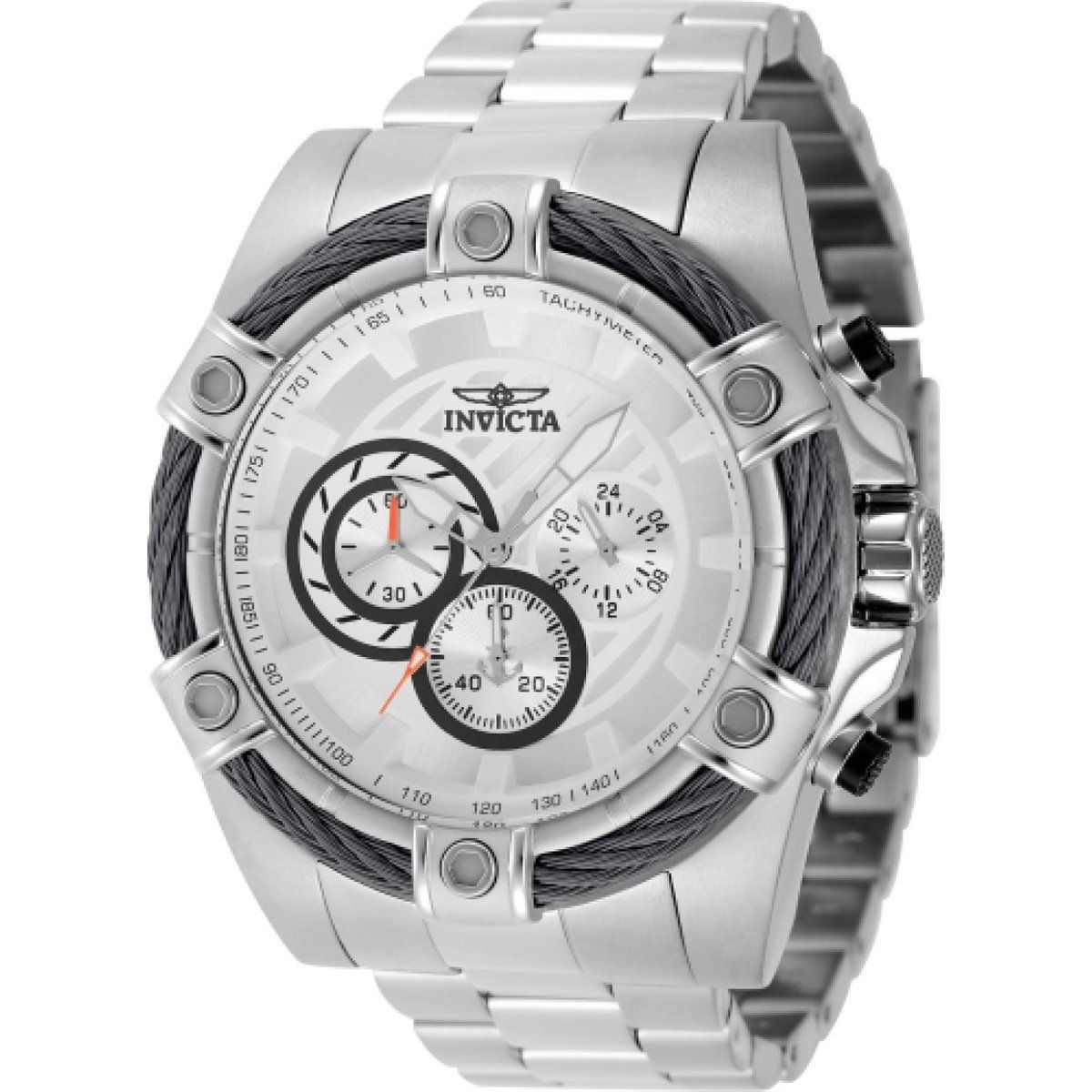 Silberfarbene Chronographenuhr