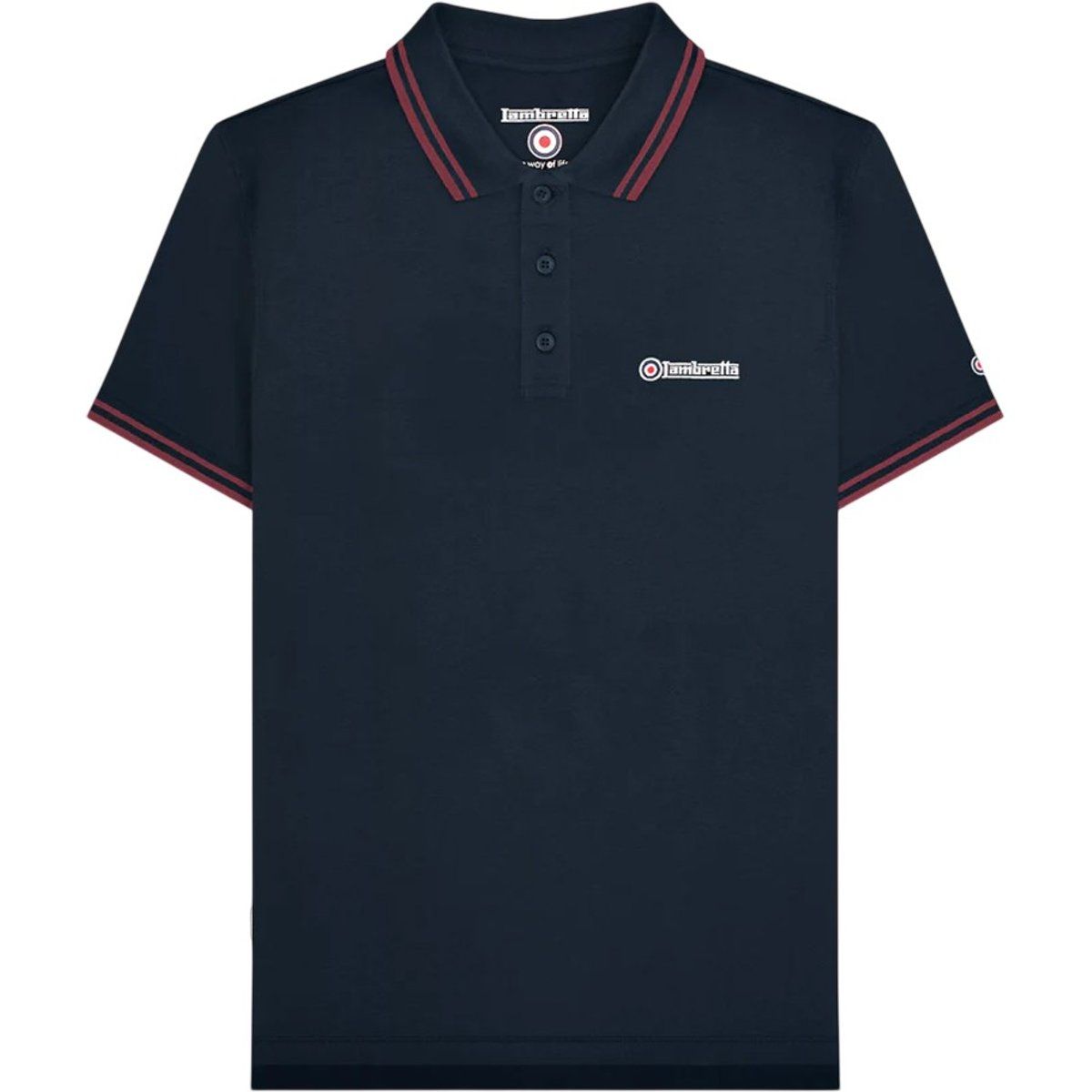 Lambretta - Poloshirt für Herren (Dunkel-Marineblau/Burgunderrot)